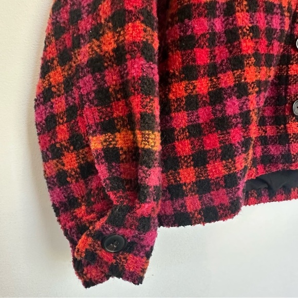 Sanctuary The Shacket Roller Plaid Jacket Button Red Pink Black Large Revolve - Picture 5 of 9